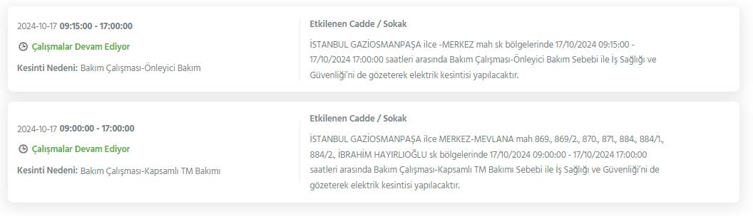 İstanbul'da bu gece yarısından itibaren 19 ilçede elektrik kesintileri yaşanacak 24